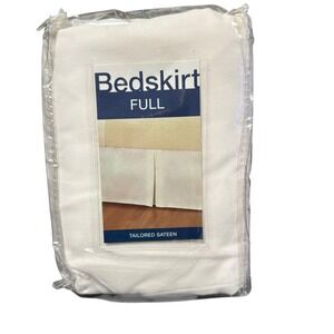 NWT Off White Tailored Sateen Bedskirt Full Size New Box Pleat Bed Skirt White
